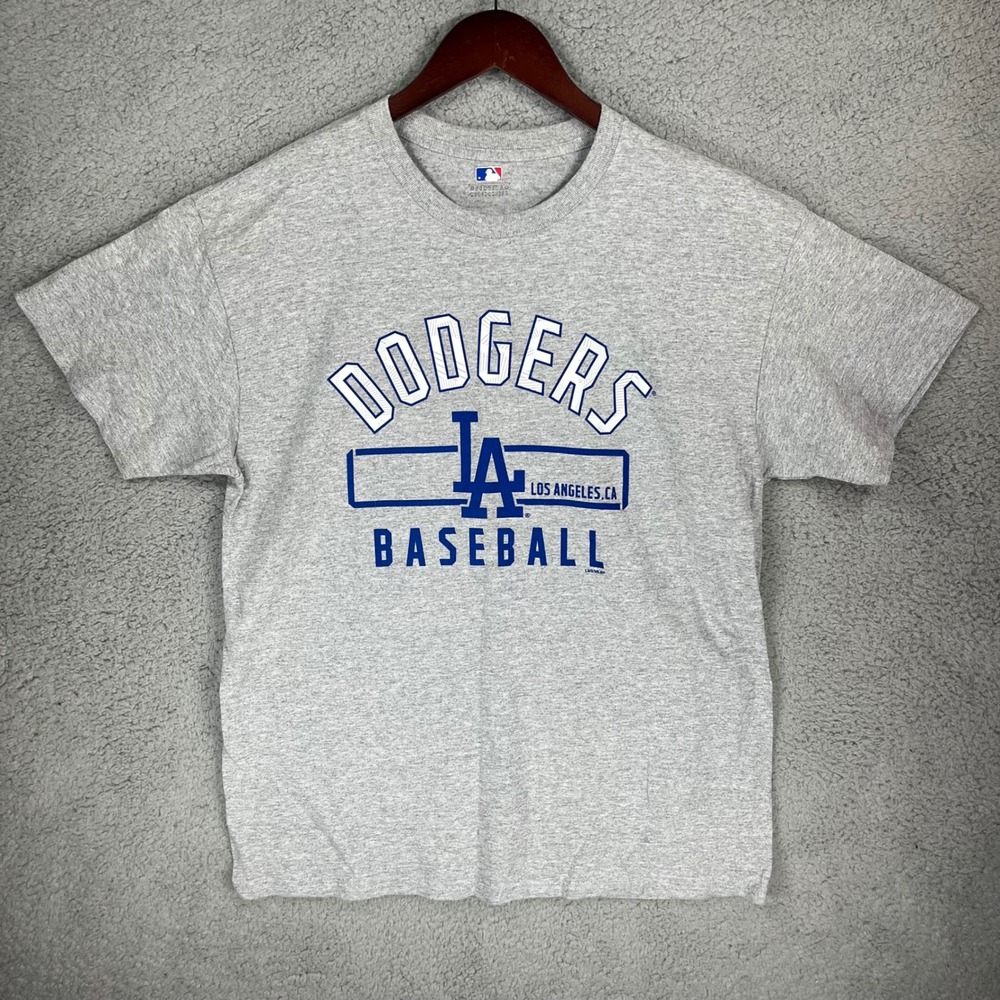 MLB Los Angeles Dodgers T Shirt Mens Large Gray Short Sleeve Graphic Tee